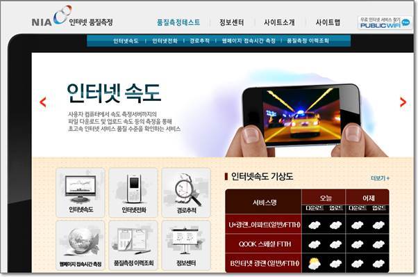 인터넷 속도 측정 하는 방법, 한국정보화진흥원 이용