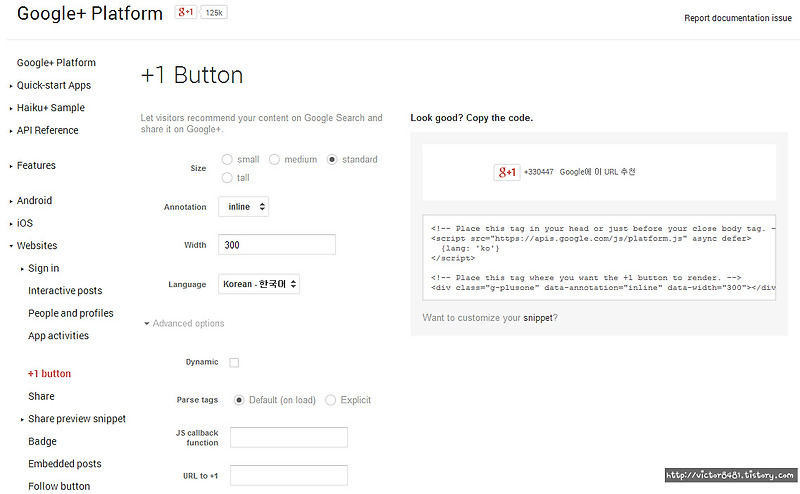[티스토리] Google+ 플랫폼을 이용한 블로그(티스토리)에 +1 Button 플러그인 사용