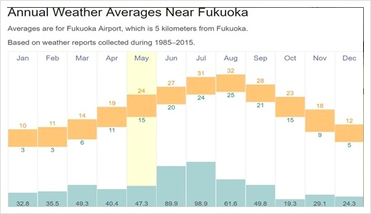 후쿠오카 12월 날씨 여행옷차림, 강수량 그리고 월별 기후정리