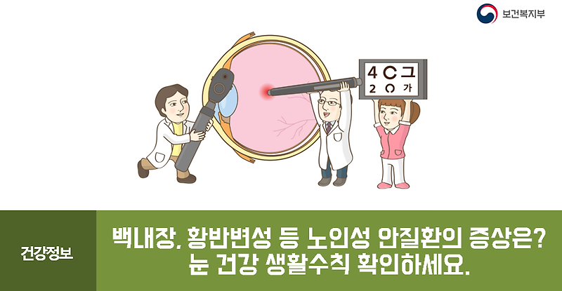 백내장, 황반변성 등 노인성 안질환의 증상은? 눈 건강 생활수칙 확인하세요. !!