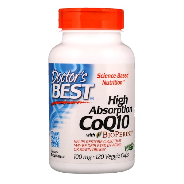 아이허브 코큐텐(coq10, 코엔자임q10) Doctor's Best, CoQ10, BioPerine 포함, 100 mg, 120 식물성 캡슐 후기들