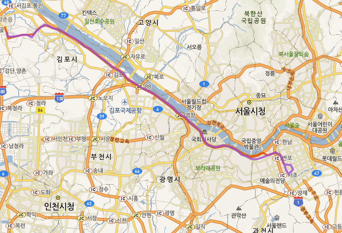 M6427버스 시간표, 노선 안내 김포, 구래환승센터<-뉴고려병원,고속터미널,반포역,논현역->강남역