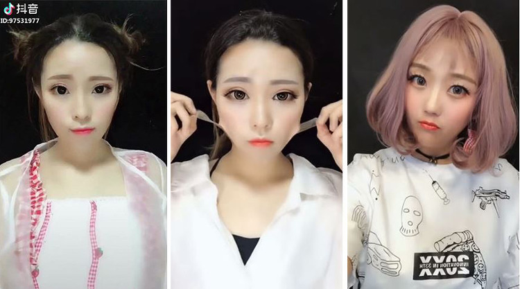 중국 미녀들의 화장빨, 화장전후 사진 비교 (동영상 有)