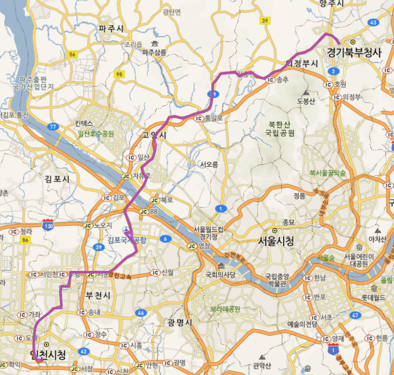 의정부 3700번버스시간표, 노선, 요금, 의정부에서 김포공항