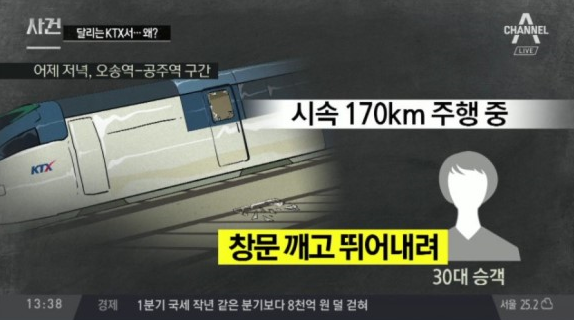  달리던 KTX 창문 깨고 투신한 30대 여성 승객  대박이네