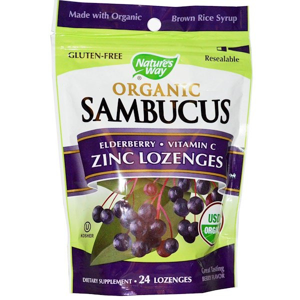아이허브 Nature's Way, Organic Sambucus, Zinc Lozenges, Berry Flavor, 24 Lozenges후기와 추천정보