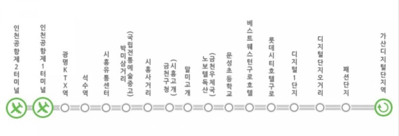 공항버스6004시간표 가산디지털단지역<-시흥,석수역,광명역->인천공항