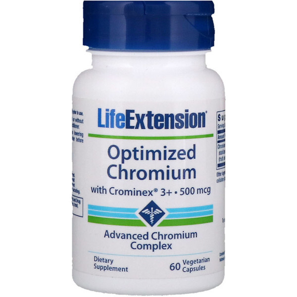 아이허브 당뇨혈당보조제 크롬 추천 Life Extension, Optimized Chromium with Crominex 3+, 500 mcg, 60 Vegetarian Capsules 후기와 정보