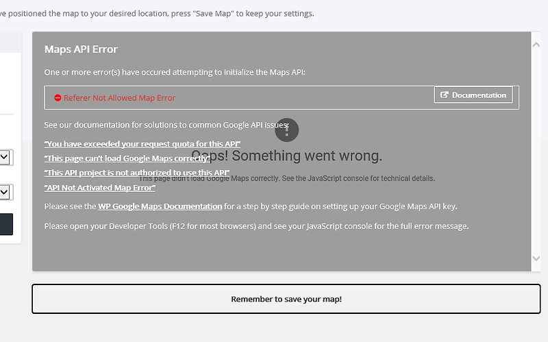 구글 맵 연동 오류: 'Referer Not Allowed Map Error'