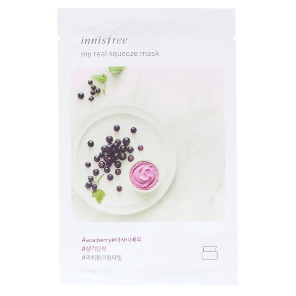 iherb Korean Beauty Products(K-Beauty) best items Innisfree, My Real Squeeze Mask, Acai Berry, 1 Sheet reviews