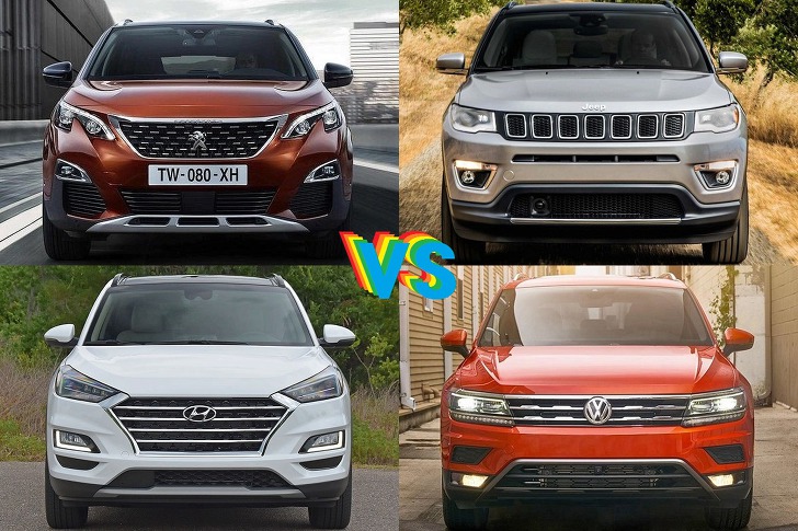 모아모아 Peugeot 3008 vs Jeep Compass vs Hyundai Tucson vs Volkswagen Tiguan