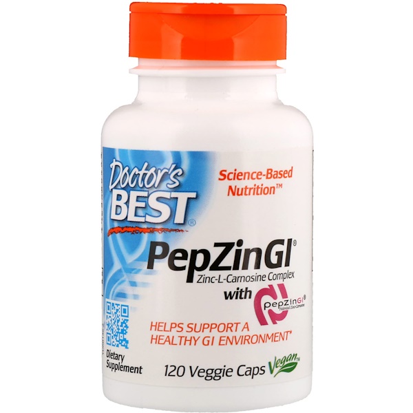 아이허브 Doctor's Best, PepZin GI, 아연-L-카르노신 복합물, 120 식물성 캡슐후기와 추천정보