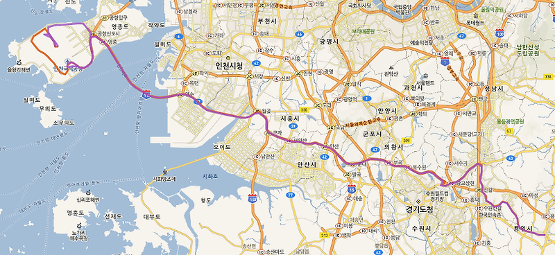 8852공항버스 시간표  용인공용터미널<-어정역,신갈역,강남대역,보정역,죽전역-->인천공항