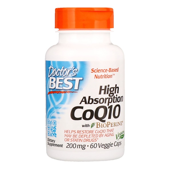 아이허브 코큐텐(coq10, 코엔자임q10) Doctor's Best, 고흡수 CoQ10, 바이오페린 함유, 200 mg, 60 식물성 캡슐 후기들