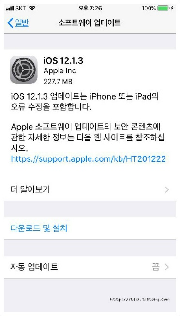애플 iOS 업데이트 12.1.3 발표