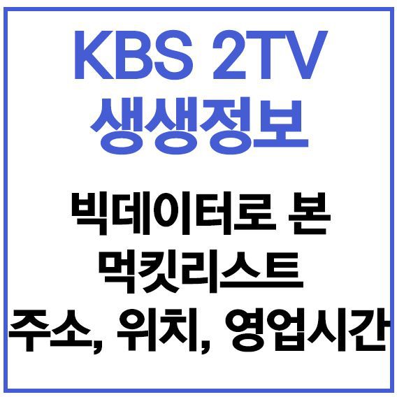 [생생정보]빅데이터로 본 먹킷리스트   숙주대왕갈비탕 해물갈비전골  산더덕갈비찜 해물왕뼈찜 영업시간 및 주소