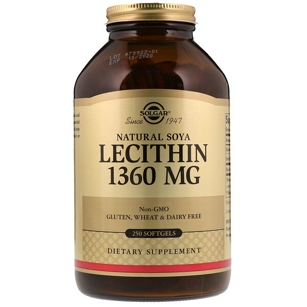 아이허브 콜레스테롤개선 뇌건강 간건강 남성건강 추천 Solgar, Natural Soya Lecithin, 1,360 mg, 250 Softgels 후기와 정보