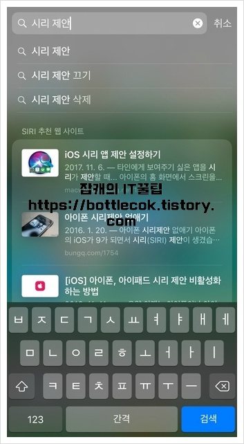 [아이폰] 시리 앱 제안 검색 없애기