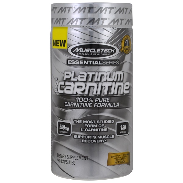 아이허브 엘카르니틴 추천 Muscletech, Essential Series, Platinum 100% Carnitine, 500 mg, 180 Capsules 후기와 정보