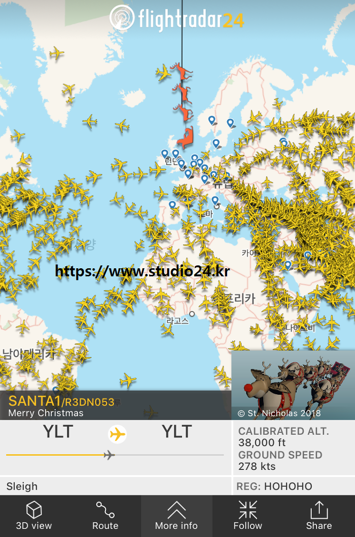 flightradar24 산타클로스 찾기