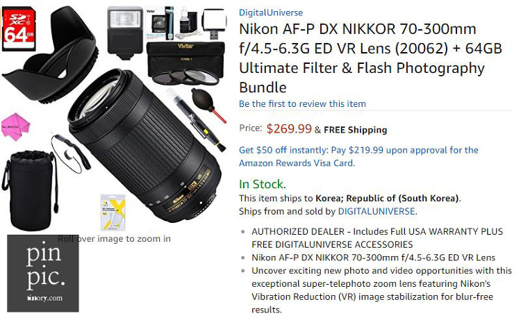 [아마존 해외직구 핫딜] 니콘렌즈 NIKKOR 70-300mm f/4.5-6.3G ED VR Lens 번들킷 특가