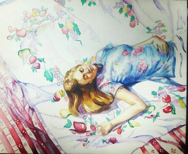잠자는 소녀-인물화 수채화 8호 그림