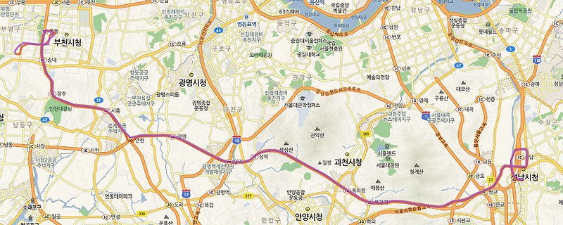 8414번버스 시간표, 노선 안내 부평역<-부천소풍터미널(상동역)-모란역->성남터미널(야탑역)