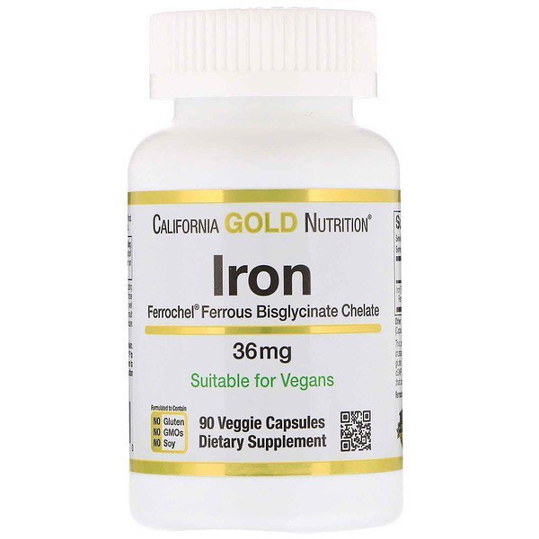 아이허브 철분제 추천 California Gold Nutrition, Ferrochel Iron (Bisglycinate), 36 mg, 90 Veggie Capsules 후기와 정보