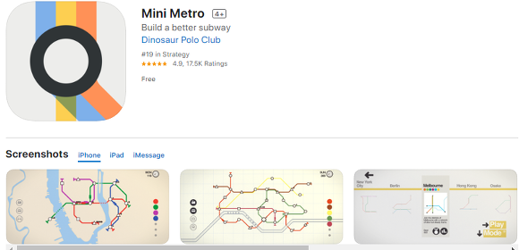 미니 메트로, 아이폰 심플게임, 오늘의 무료 어플&앱 앱스토어 아이폰/아이패드 (20년 03월 20일)