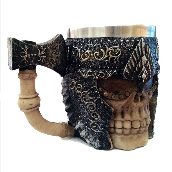 Gothic Skull Viking Warrior Retro Ax Beer Mug