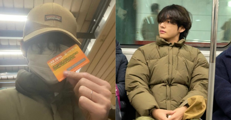[방탄소년단 뷔] : BTS V rides the Metro train and trended on social media for his ride on public transport