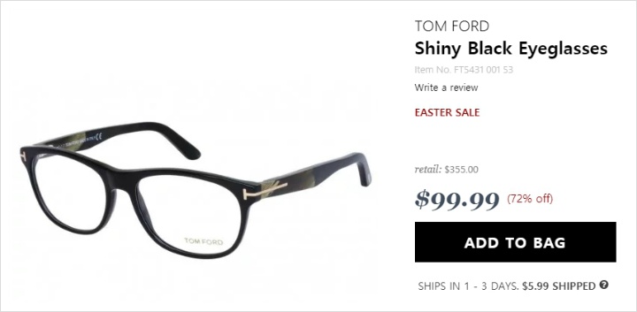 괜찮은 톰포드 명품 안경테 59.99불 균일가 프로모션 하네요.