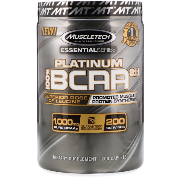 아이허브 Muscletech, 100% Platinum BCAA 8:1:1, 200 Caplets후기와 추천정보