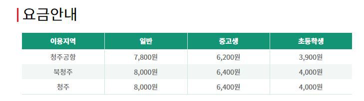 코엑스 도심공항 <-->청주,청주터미널,청주공항