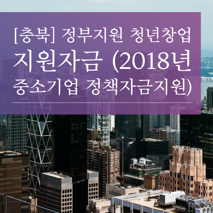 [충북] 정부지원 청년창업 지원자금 (2018년 중소기업 정책자금지원)