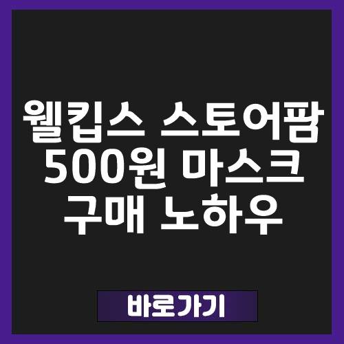 웰킵스 스토어팜 마스크 구매팁 / 비말 마스크 판매처