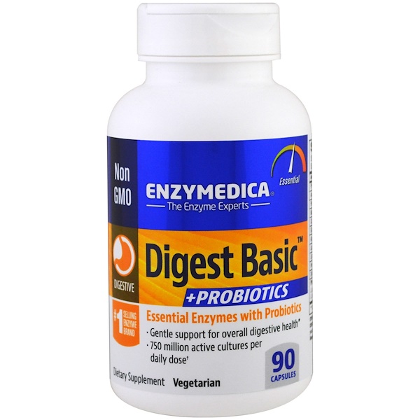아이허브 소화효소 Enzymedica, Digest Basic + 프로바이오틱스, 90 캡슐 후기들