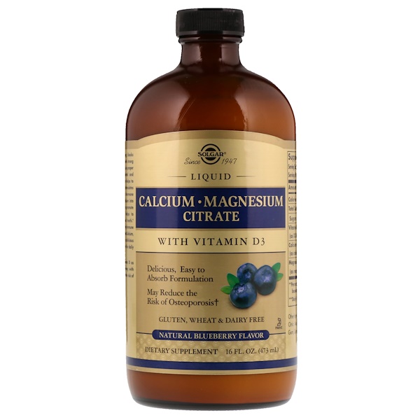 아이허브 Solgar, Liquid Calcium Magnesium Citrate with Vitamin D3, Natural Blueberry, 16 fl oz (473 ml)후기와 추천정보