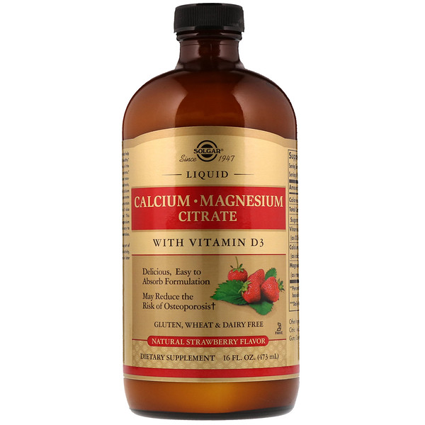 아이허브 Solgar, Liquid Calcium Magnesium Citrate with Vitamin D3, Natural Strawberry, 16 fl oz (473 ml)후기와 추천정보