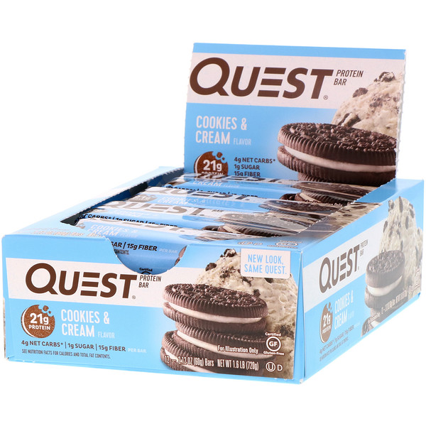 아이허브 헬스 프로틴바 Quest Nutrition Protein Bar Cookies & Cream 12 Bars 후기