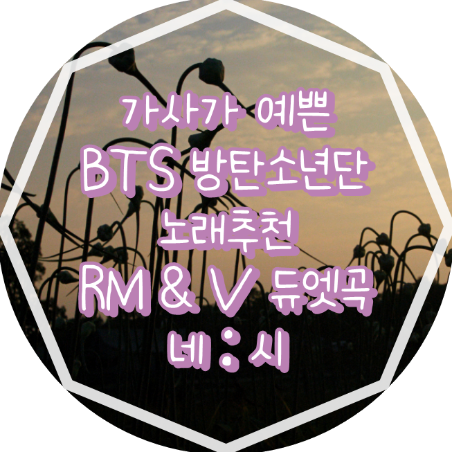 새벽감성 가사가 예쁜 노래추천 BTS 방탄소년단 RM & V 듀엣곡 네시(가사) 무료감상 이야~~