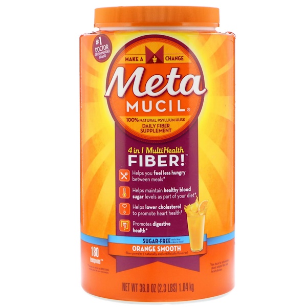 아이허브 차전자피(실리엄허스크) Metamucil 4 in 1 MultiHealth Fiber Powder Sugar Free Orange Smooth 후기