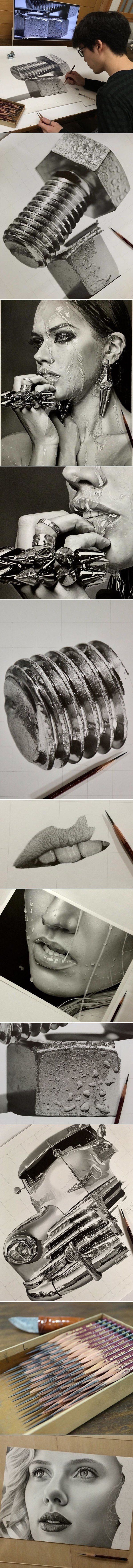일본의 22세 화가가 연필로만 그린 작품