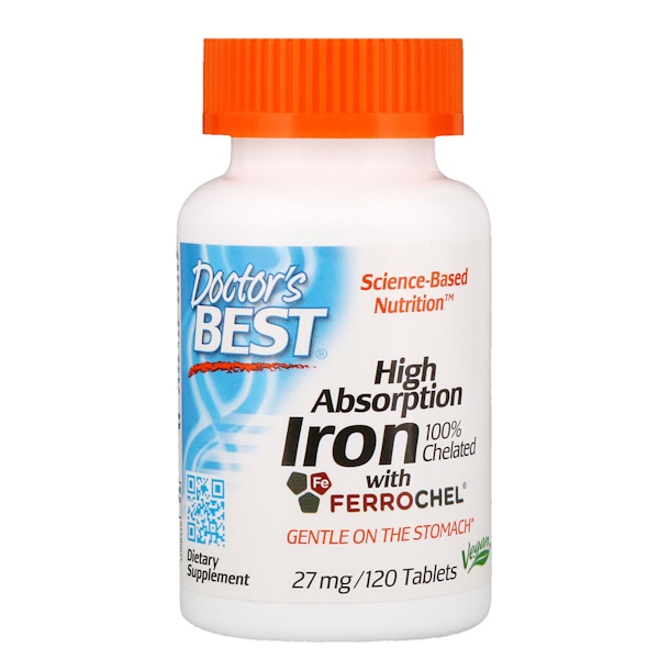 아이허브 철분제 추천 Doctor's Best, High Absorption Iron With Ferrochel, 27 mg, 120 Tablets 후기와 정보