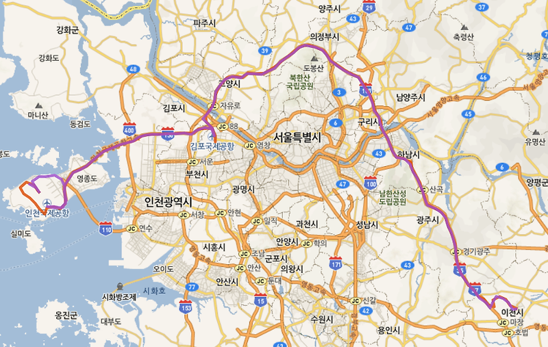 A8829 공항버스 시간표  여주<-이천->김포공항, 인천공항
