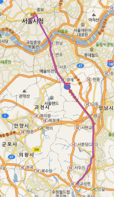 M4101,M4101버스 노선 및 시간 안내 광교 상현역<-수지 지역난방공사, 풍덕천,종로,을지로->숭례문