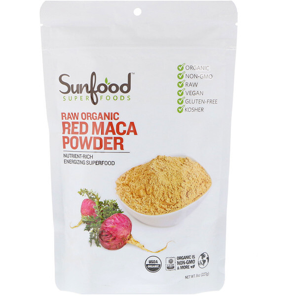 아이허브 남성건강영양제 추천 Sunfood, Raw Organic Red Maca Powder, 227 g(8 oz) 후기와 정보