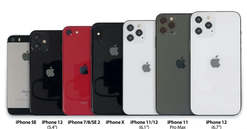 아이폰 12 크기 아이폰 SE, 7, 8, SE 2, X, 11, 11 Pro 및 11 Pro Max