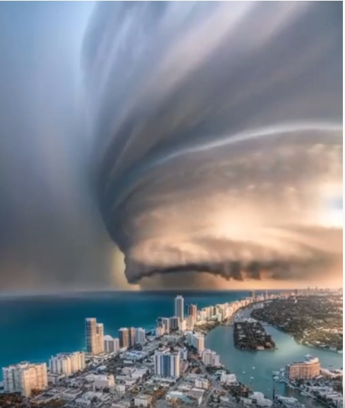 마이애미에서 포착된 거대한 소용돌이 구름