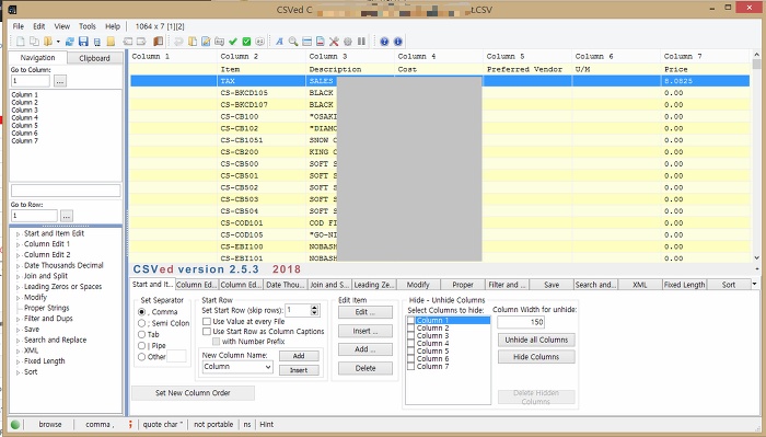 CSV 파일 전용 편집기 CSVed 무료 프로그램